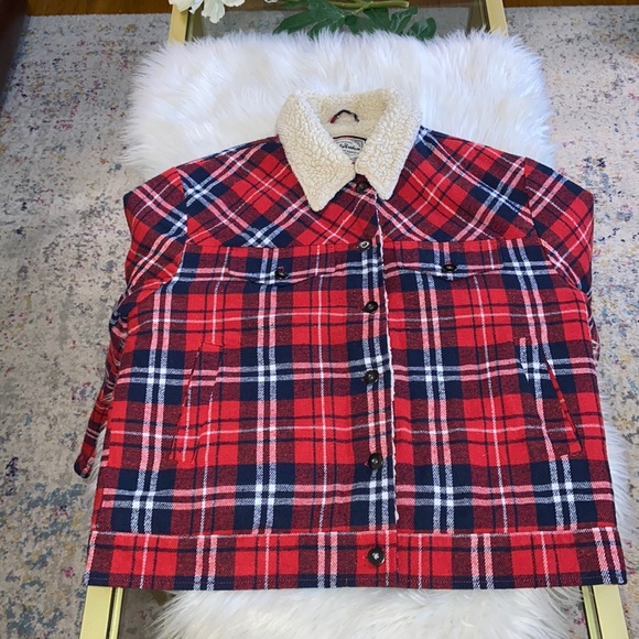 Flag&Anthem Woman’s Plaid Faux Sherpa Jacket Size Small - Picture 6 of 14